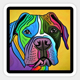 Pitbull Dog Rainbow Painting Sticker